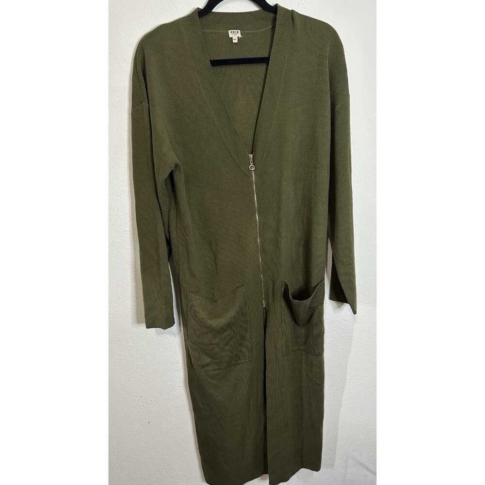 Uniq USA Olive Green Long Sleeve Duster Cardigan Sweater Women’s Size Med/Lrg
